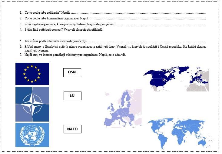 3. Pracovní list 252 252 Zdroj obrázků v pracovním listu: NOVOTNÁ, Romana. Mezinárodní organizace.