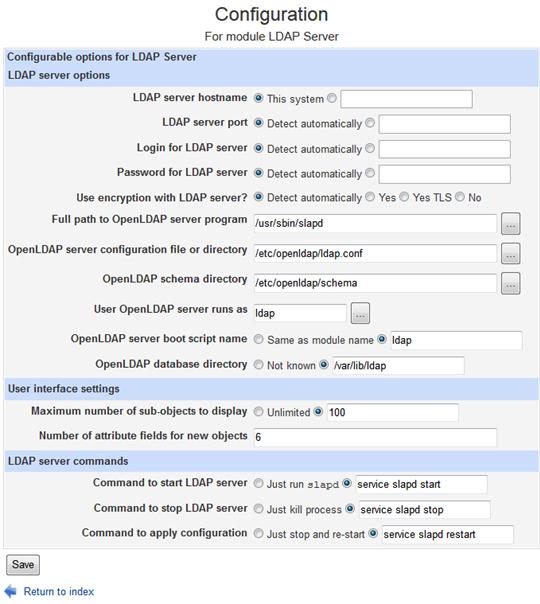 7 WEBMIN 36 7.4 Popis požadavků Mendelovy univerzity LDAP Obrázek 11: Konfigurace LDAP Předtím, než se nakonfiguruje propojení mezi LDAP a Webminem, je nutné mít funkční LDAP server.