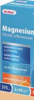 Až 375 mg horčíka (1 % referenčnej výživovej hodnoty) v jednej tablete. Vysoká vstrebateľnosť a výborná rozpustnosť bez sedimentu.