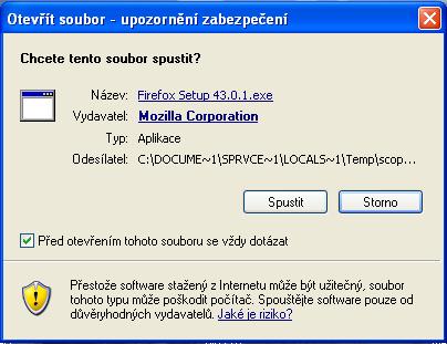3. Do počítače se stáhne soubor s názvem Firefox Setup Stub 45
