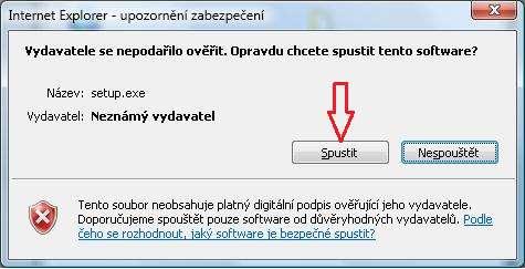 Instalaci spustíte stejně jako pod Windows 7 z webové stránky na adrese http://websrv.albixon.cz/f2 (Obrázek 2) kliknutím na tlačítko Instalovat. Otevře se dotaz, zda chcete instalační program setup.