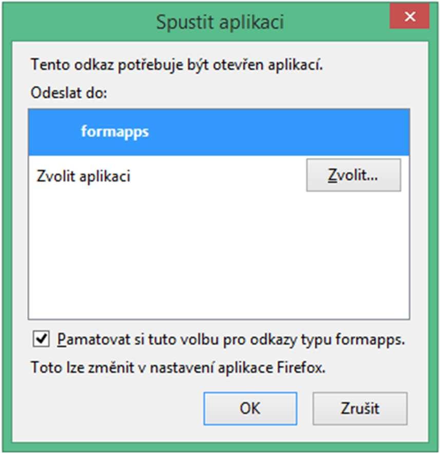 zobrazí se vám toto okno pokaždé, když si formulář vyžádá použití rozšíření FormApps, například při podepisování. Dialogové okno potvrďte tlačítkem OK. 6.