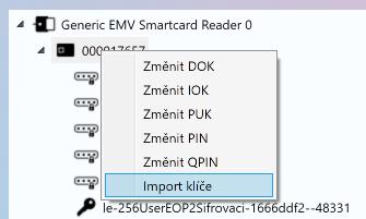 Pro import klíče s certifikátem slouží funkce Import klíče.