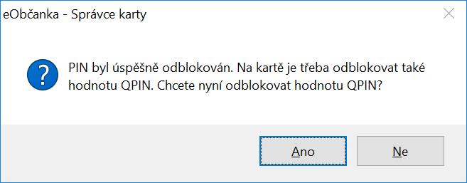 Obrázek 67: Okno pro nastavení hodnoty PIN pomocí PUK Po nastavení hodnoty PIN nabídne Správce karty možnost nastavení QPIN.