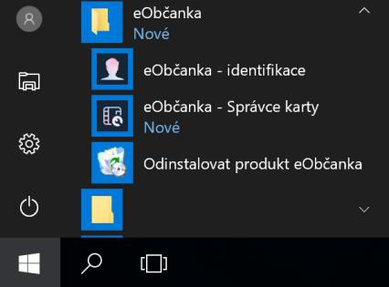 1 Spuštění aplikace Aplikaci eobčanka Správce karty lze spustit různým způsobem: Prostřednictvím zástupce eobčanka Správce karty na pracovní ploše.