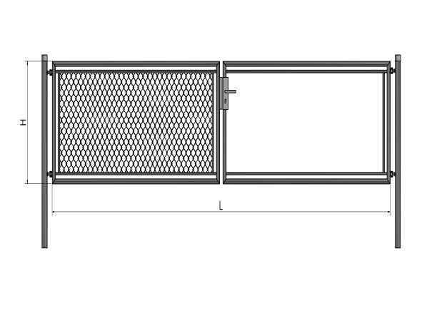 BRANKY DVOUKŘIDLÉ ZÁHRADNÍ BDZ Sloupky Rám brány Výplň Povrchová úprava Trubka ø 60mm x 2,00mm Trubka ø 38mm x 1,50mm Čtyřhranné pletivo poplastované, velikost oka 50mm ZN + PVC (RAL6005) BDZ bez