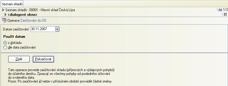 S K L A D Y 15 2. Po stisku tlaèítka Další jsou zobrazeny souhrnné informace a stiskem tlaèítka Dokonèit operaci spustíme. 3. Úspìšné dokonèení operace program ohlásí.