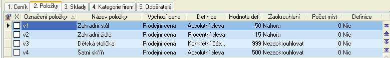 S K L A D Y 25 Poøízení nového záznamu 1. Na chlopni 1. Ceník poøídíme nový záznam. 2. Zadáme Zkratku, Název, pøípadnì podrobnìjší Popis. 3.