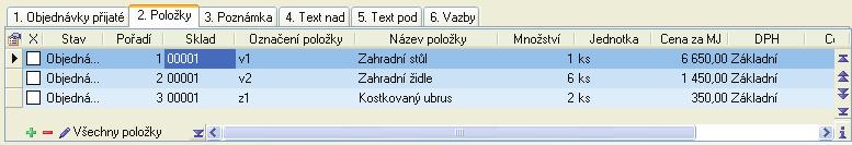 48 S K L A D Y Do èásti Tabulka DPH jsou napoèítány èástky v jednotlivých sazbách z cen položek zadaných na chlopni 2.