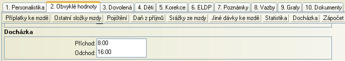 30 M Z D Y Tip Chceme-li nechat program naplnit hodnoty docházky pro zamìstnance, kteøí je mají individuálnì vyplnìné, použijeme volbu Pøednostnì naplnit z obvyklých hodnot zamìstnance.