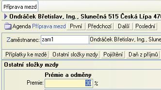 Poznámka Nejsou-li do agendy Pøíprava mezd poøízeny žádné záznamy, program automaticky použije obvyklé hodnoty z agend Personalistika, Nepøítomnosti, Docházka, Výkaz mezd a Zálohy mezd.