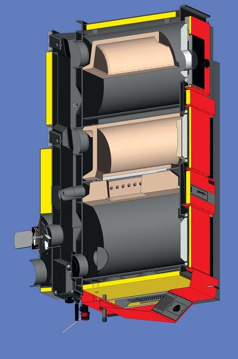 FUNKCE Řada kotlů KOMBI umožňuje spalování dřeva na principu generátorového zplynování v kombinaci s hořákem na pelety nebo