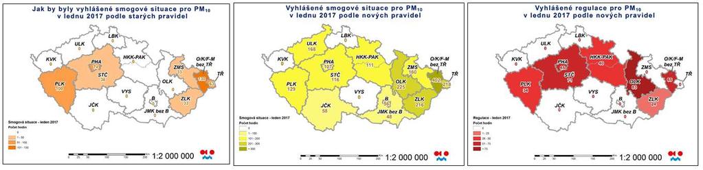 Obr. 14 Rozdíly v počtech hodin se smogovou