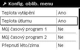 16 Stručný návod k obsluze 4.7 Oblíbené funkce Pomocí tlačítka Fav se dostanete k často využívaným funkcím pro otopný okruh 1. První stisk tlačítka Fav otevře menu pro konfiguraci oblíbeného menu.