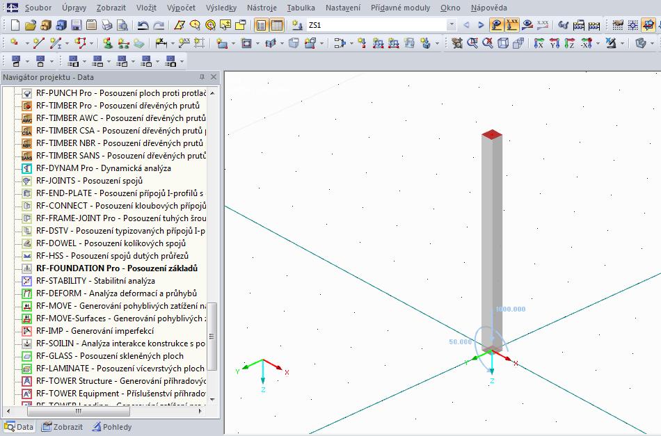 2.5.2 Návrh a výpočet pomocí softwaru Dlubal RFEM V rámci návrhu a posouzení patky je jednoduše v několika krocích uveden postup vytvoření modelu a výpočtu v programu Dlubal RFEM.