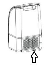 Přihrádka aroma difuzéru se nachází pod umístěním vzduchového filtru na zadní straně spotřebiče, viz obr. 2.