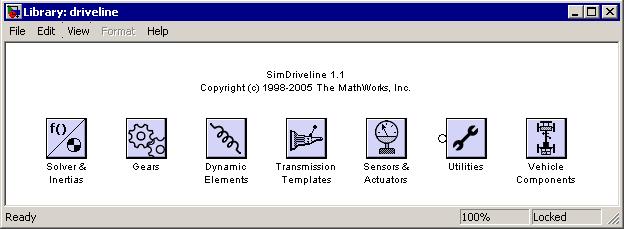 Bloksety - výběr SimDriveline prostředí pro návrh pohonů a hnacích soustav popsaných bloky modely se vytváří v prostředí Simulinku (Simulink nutný) simulace hnacích soustav např.