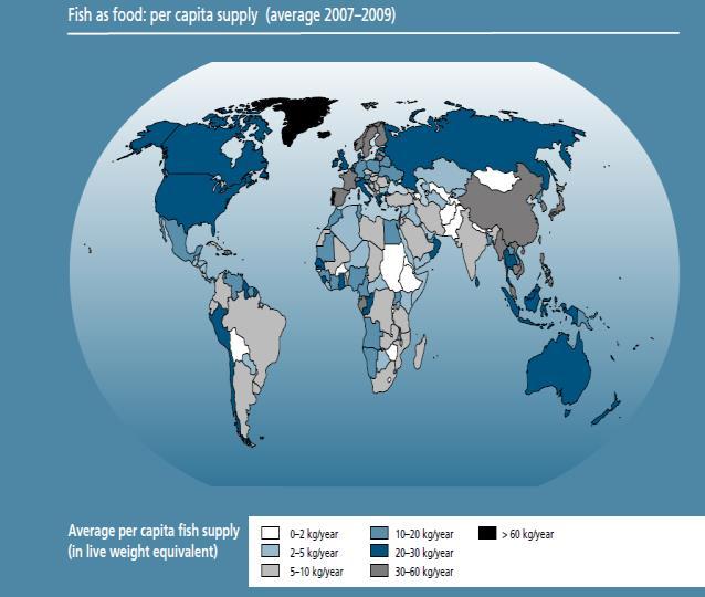 Spotřeba akvaproduktů Celosvětová spotřeba akavproduktů (ryb)na