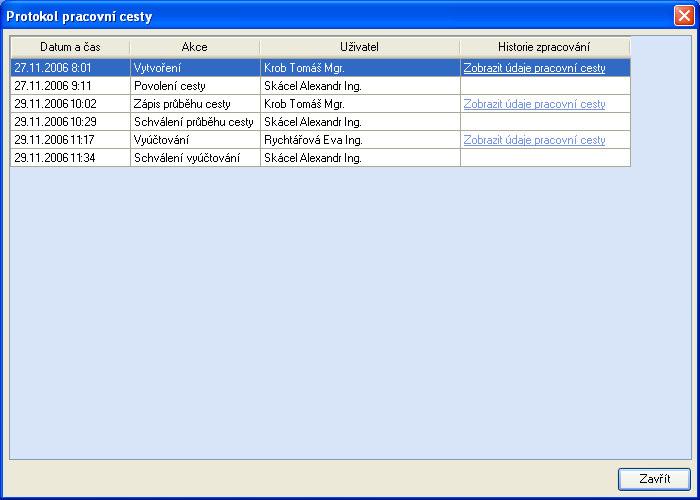 V případě automatické tvorby protokolu se záznamy o provedených operacích zapisují do protokolu zcela automaticky dle právě přihlášeného uživatele a aktuálního času.