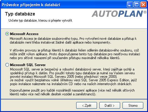 Pro první spuštění aplikace po instalaci přicházejí k úvaze dvě z nich: Pokud jste dříve nepoužívali žádnou naši aplikaci, vyberte 2. možnost Vytvořit novou prázdnou databázi.