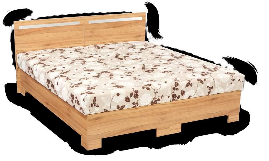 POSTELE / BELA moderní laminová postel s pevným lamelovým roštem a čelem s okrasnou lištou z aluxovaného