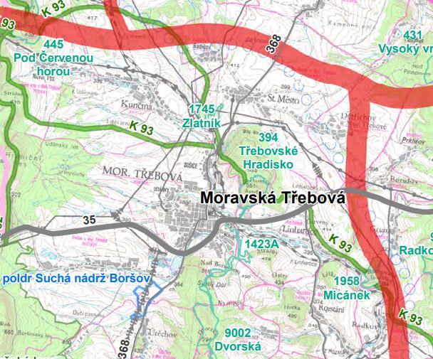 Obrázek 13: Územní systém ekologické stability na území a v bezprostředním okolí města Moravská Třebová.