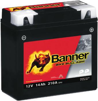 STARTOVACÍ BATERIE PRO MOTOCYKLY BIKE BULL AGM EJMODERNĚJŠÍ TECHNOLOGIE AGM PRO UNIVERZÁLNÍ POUŽITÍ. Energie Banner pro motocykly, ATV/čtyřkolky, vodní skútry a zahradní malotraktory.