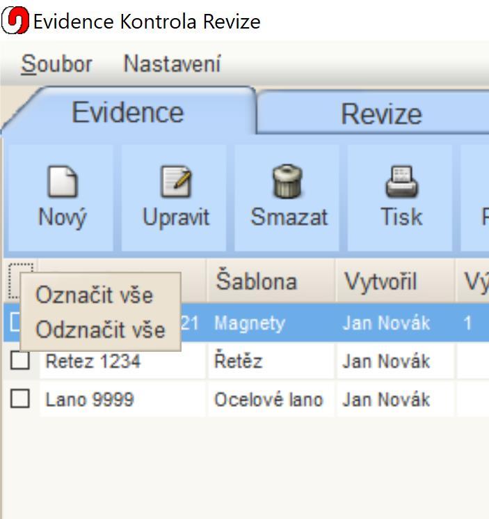 Filtrování a vyhledávání záznamů Záznamy lze filtrovat podle firem nebo podle středisek. V pravé dolní části hlavní nabídky jsou dvě výčtová políčka.