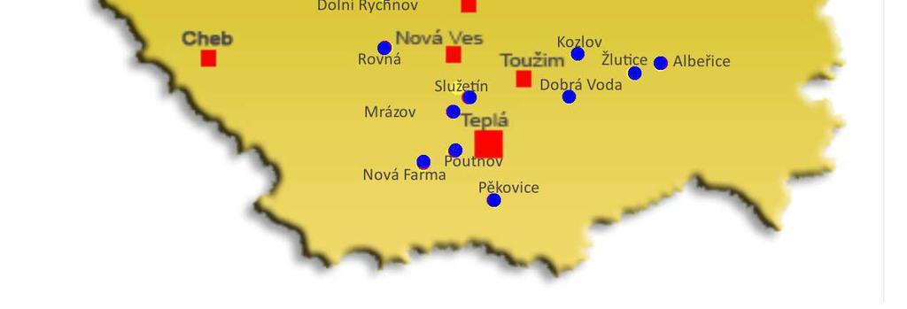 Červeně zaznamenané obce jsou obce se SVL v roce 2006, modře zaznamenané další obce se sociálně vyloučenou lokalitou.