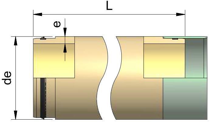 Trouby k protlačování s de = 2250-3600 mm A05 NETLAKOVÉ TROUBY Sklolaminátové (GRP) trouby k protlačování se zapuštěnou spojkou (GRP nebo nerez) - přípustná tlačná síla.