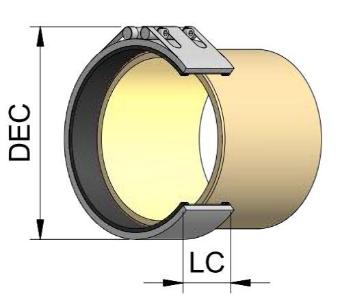 Speciální spojky B02 Montážní spojka HOBAS-PVC spojka Přesuvná spojka Montážní spojka: Montážní spojky se skládají z nerezové oceli se šroubovým spojením a gumovým těsněním z EPDM pryže (NBR na