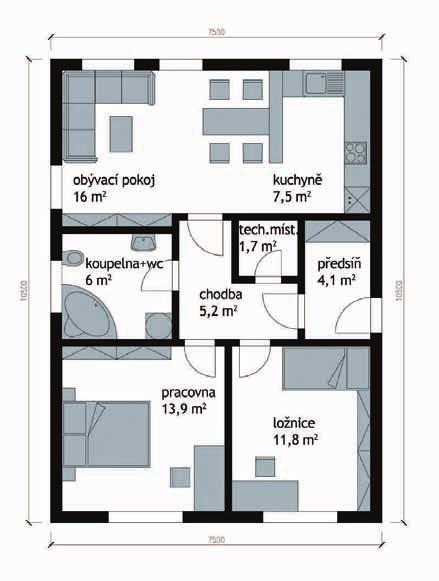 01 Malý rodinný dům typu bungalov, který vychází z potřeby kvalitního a levného