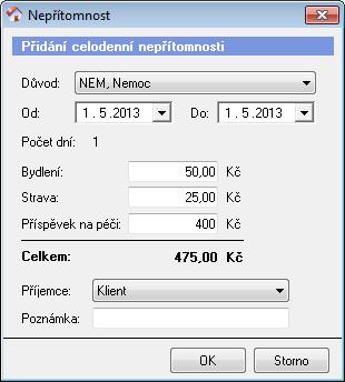 5 Nepřítomnost klienta / vratky U klientů s původním výpočtem úhrad (do r. 2006) se vratky počítají dle vyhlášky 82/1993 Sb., u klientů s novým způsobem výpočtu úhrad (dle zákona 108/2006 Sb.