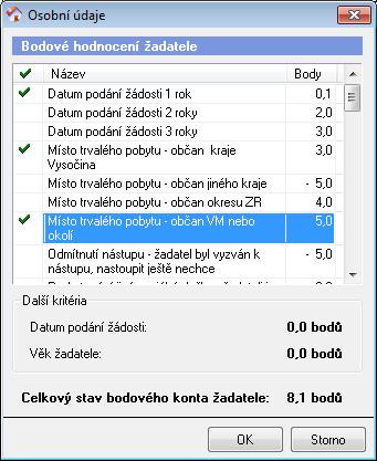 15.2 Jak hodnotit žadatele pomocí vlastních kritérií? Pořadník žadatelů si můžete vytisknout např. dle data podání žádosti.