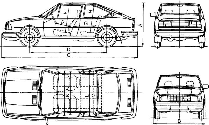 Garde do 07/84 Rozměrový náčrtek vozu