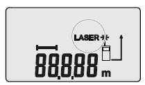 Pokud je laserový paprsek aktivovaný, zobrazí se Vám nápis laser na displeji nepřetržité zobrazení aktivace laserového paprsku 17.