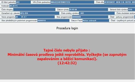 Složitější je to se získáním tajného čísla pro ověření majitele vozidla. Jak už bylo řečeno, toto číslo je u každého vozidla jiné a není proto možné, aby bylo součástí diagnostiky.