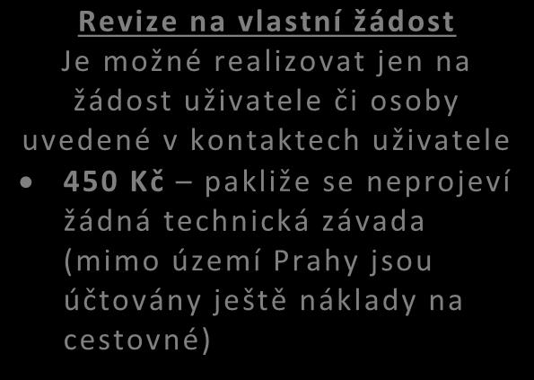 Úkony požadované uživatelem nebo rodinou Revize na vlastní žádost Je možné realizovat jen na žádost uživatele či