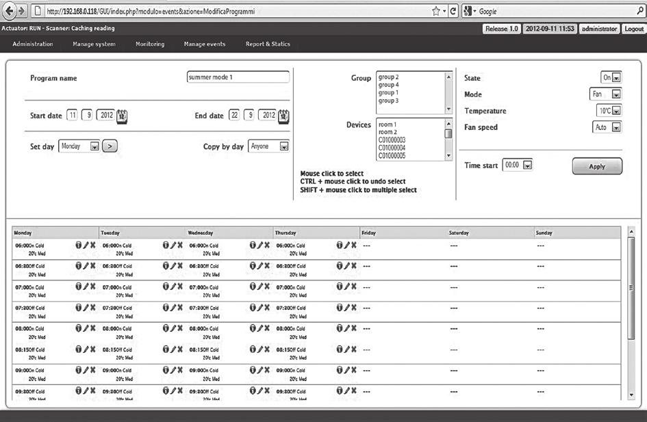 Modbus komunikace a regulace Carisma / - Zobrazení připojené jednotky Na obrazovce Monitoring jsou zobrazeny všechny