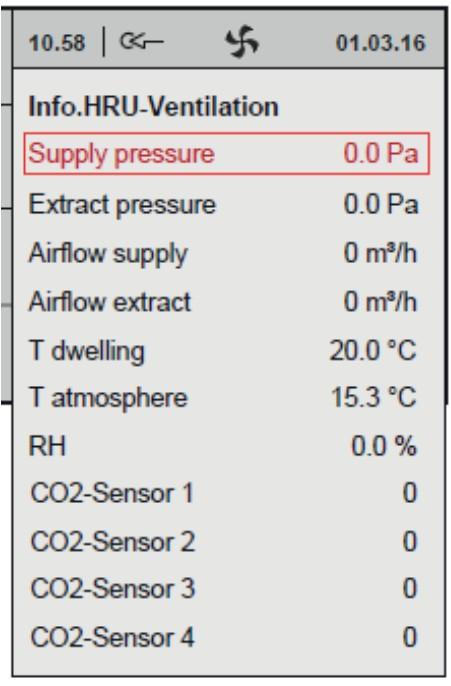 Na palu ovladače je možné číst aktuální průtoky, odpor, teploty, hodnoty CO2 a vlhkosti, jsou-li senzory připojeny.