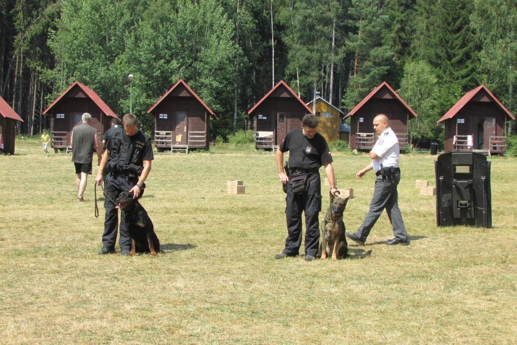 policejního vozidla, motorky a různých zbraní.