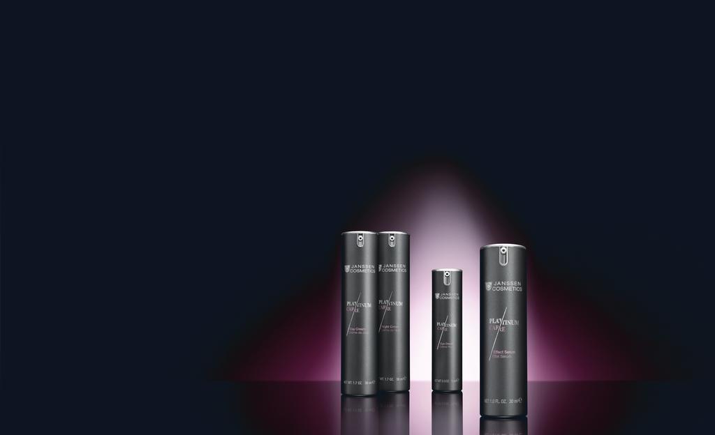 PLATINUM CARE Luxus + vysoká účinnost PLATINUM CARE - prémiový koncept anti-aging péče od Janssen Cosmetics je luxusní péče na vědecky nejvyšší úrovni.