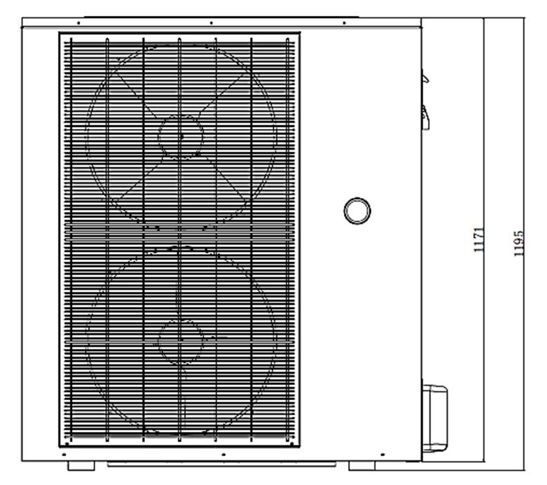 1320 1160 PRODUKTOVÝ LIST: Aerogor ECO Inverter 13 A Betonové základy pro tepelné čerpadlo Aerogor ECO Inverter 13 A Boční pohled Venkovní jednotka čelní pohled