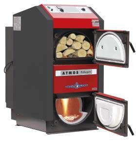 Typ Jsou konstruovány pro spalování dřeva, na principu generátorového zplyňování s použitím odtahového ventilátoru, který odsává spaliny z kotle.