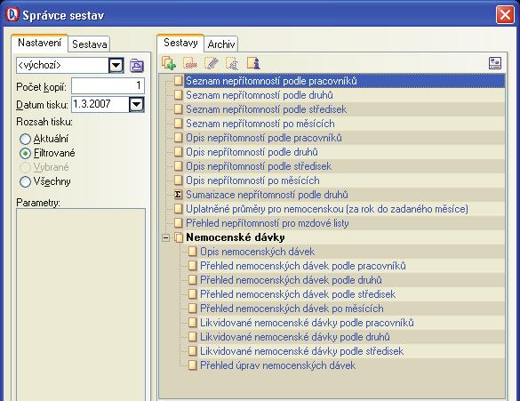 Stejnì program postupuje i v pøípadì nemoci, ale èástky náhrad nemocenských dávek v mìsíèních mzdách vystoupí jen tehdy, pokud je v parametrech firmy zadáno, že se jedná o velkou