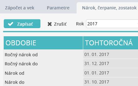 Evidencia Rola/Dovolenky Údaje v druhom až vo štvrtom riadku zabezpečia, že pri výpočte priemerného zárobku za ďalšie tri štvrťroky po začatí práce v systéme Humanet systém zahrnie do výpočtu aj tzv.