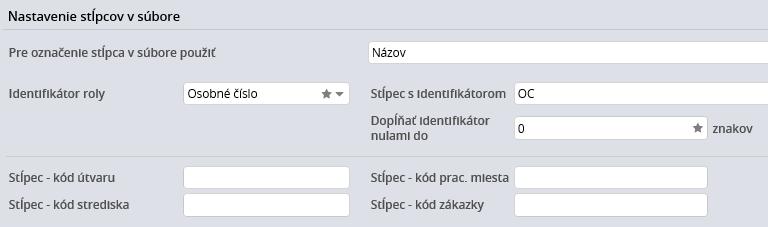 posunie hlavičku tabuľky do riadku 5). Ak importný súbor nemá hlavičku, políčko sa odznačí. V tomto prípade sa do políčka Pre označenie stĺpca v súbore použiť vyberie hodnota Poradové číslo.