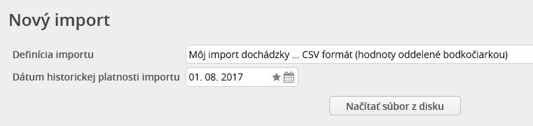 Funkcie pre efektívne spracovanie miezd/import dochádzky z externého súboru Spracovanie importu dochádzky Po vstupe do voľby Spracovanie importu kliknite na tlačidlo Nový import a vo formulári Nový