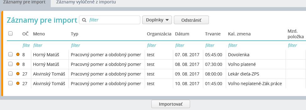 kalendárny deň aktuálne otvoreného mesiaca spracovania miezd. Pre import údajov z externého súboru kliknite na tlačidlo Načítať súbor z disku.