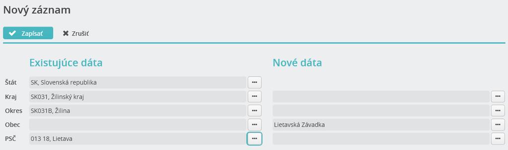 Základné nastavenia/regióny - pridanie mesta, pošty, okresu, kraja a štátu do číselníka položiek označte riadky, ktoré chcete zaktívniť a kliknite na tlačidlo Zaktívniť.